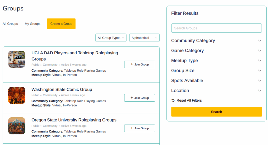 college group search